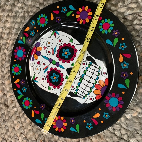 Dia de los Muertos skulls decor party serving tray plate NEW Day of the dead 3pc - Picture 2 of 9